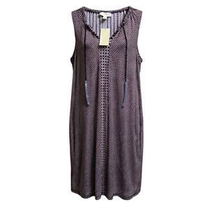 NWT | Michael Kors Sleeveless Geometric Midi Dress | Garnet & Black | Size M